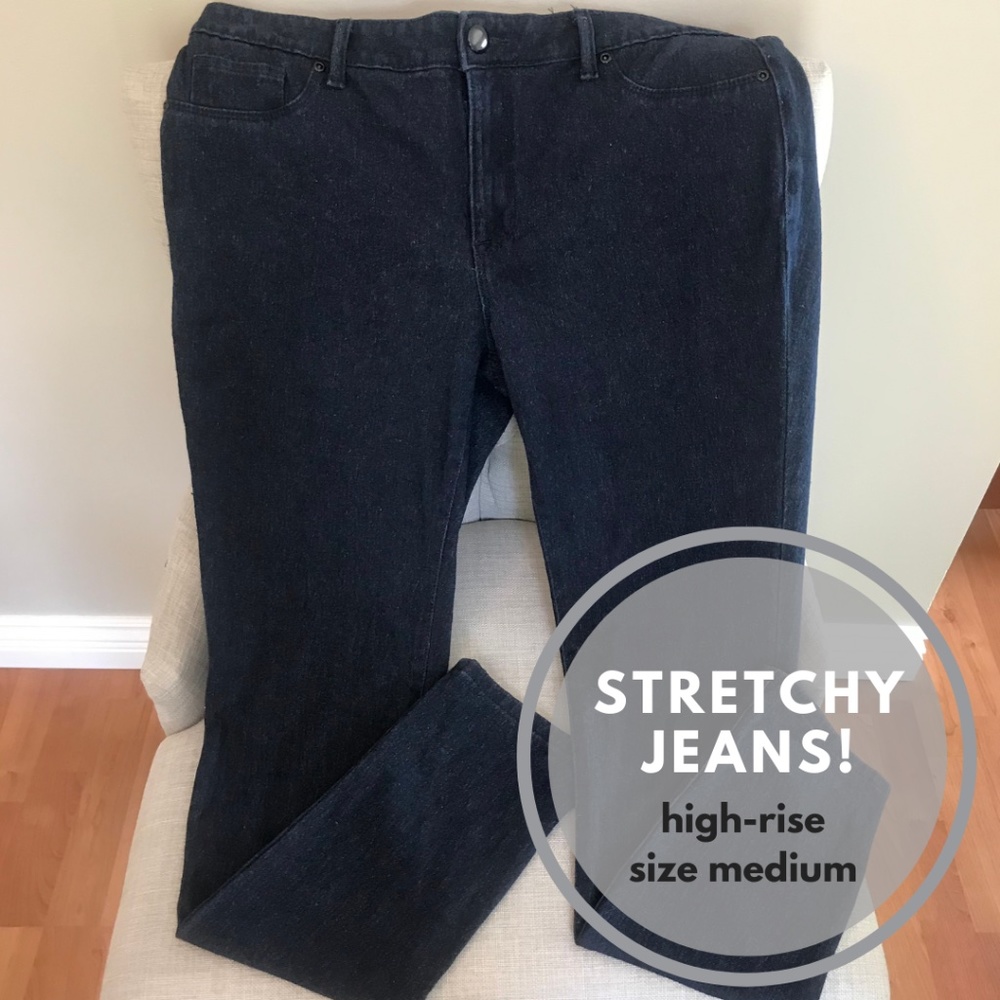DASH | Stretchy Dark Wash Straight Legged Blue Jeans